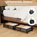 Bamboo Under Bed Storage with Wheels (2-Pack) – Rolling Underbed Shoe Organizer Box for Shoes, Blankets, Toys, Clothes Container Space-Saving Organizer Bins for Bedroom, Closet, Dorm, Nursery by CozyNest Decor