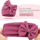 BQUBO Newborn Baby Hats Mittens Set Hospital Hat Beanie Infant Bow Hats Baby Gloves No Scratch Mittens for 0-6 Months by TinyTreasures Baby Boutique