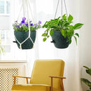 10 inch Self Watering Hanging Planters, 2 Pack Hanging Flower Pots for Indoor Outdoor Plants, Hanging Baskets with Drainage Holes & 2 Kinds of Plant Hangers for Home Decor, Speckled Black by CozyNest Decor