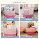 OrganiHaus Toy Storage Basket for Kids, Large Cotton Rope Organizer Bin for Nursery, Toy Box, Blanket Holder, Baby Hamper for Living Room, Soft & Washable, 20x13 inches - Pink by TinyTreasures Baby Boutique