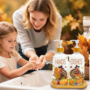 Hexagram Thanksgiving Decorations Indoor, Thanksgiving Kitchen Soap Dispenser Set of 2, Turkey Glass Soap Dispenser for Home Decor, Turkey Refillable Lotion Essential Oil Dispensers with Pump by CozyNest Decor