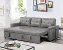 Naomi Home L-Shaped Reversible Sectional Sofa with Pull-Out Sleeper Bed and Storage Chaise, Gray Air Leather by CozyNest Decor
