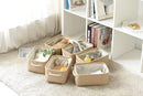 Organization and Storage Basket for Gifts Empty - 12x8x5.2 inch Small 6 Pack Collapsible Storage Box for Organizing, Fabric Storage Cubes for Cloth Books Laundry Canvas(Beige) by TinyTreasures Baby Boutique