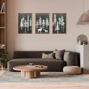 Celestdeco Modern White Forest Framed Canvas Wall Art Set, Minimalist Woodland Art Painting, Retro Tree Landscape Wall Decor, Wildland Deer Artwork for Living Room, Dining Room, Office - 24"x36"x3 by CozyNest Decor