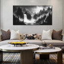 HUBOSKN Waterfall Pictures Wall Decor for Living Room - Mountain Wall Art for Office - Black and White Canvas Wall Art for Bedroom Size 24" x 48" by CozyNest Decor
