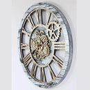 The Gears Clock 36'' Inch Real Moving Gear Wall Clock Vintage Industrial Oversized Rustic Farmhouse (Vintage Grey and White) by CozyNest Decor