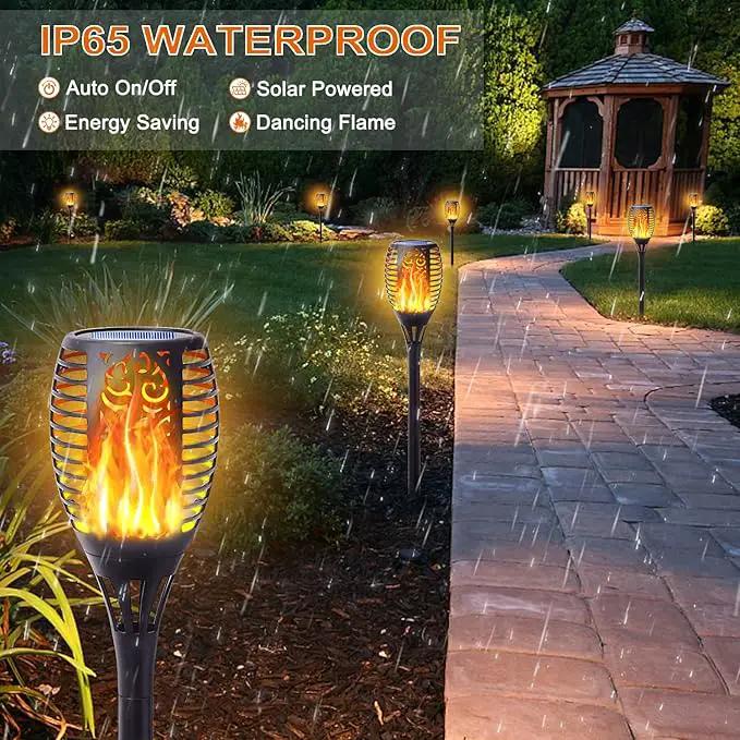 4Pack Solar Torch Light with Flickering Flame, Upgraded 3in1 Solar Lights Outdoor Hanging Lantern, Waterproof Landscape Decoration Lighting for Garden Yard Pathway Driveway, Auto On/Off, photo 3 of 7
