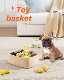 KALLAX Small Woven Basket, 13.5 x 9.5 x 5 Inches, Storage Basket for Organizing, Cute Small Rope Shelf Closet Cube Storage Bins Baskets for Shelves, Dog Toy Gift Baskets Empty, 3 Packs, Beige by TinyTreasures Baby Boutique