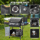 ROVSUN 3 Burner Propane Gas Grill with Side Burner, 46,000BTU BBQ Grills with Enameled Cast Iron Grates, Shelf & Cabinet for Outdoor Garden Patio Backyard Barbecue Cooking by GreenHaven Gardens