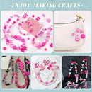 Assorted 170-230PCS Rose Pink Acrylic Beads for Bracelet Making, Flower Bow Butterfly GummyBear Aesthetic Bracelet Charms,Cute Beads for Jewelry Making DIY Necklace Keychain Phone Charm by TinyTreasures Baby Boutique