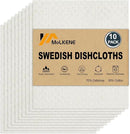Swedish Dishcloths for Kitchen | 10 Pack Absorbent Cellulose Sponge Cloths Washable | Non-Scratch Reusable Paper Towels Quick Drying Cleaning Rag - White by CozyNest Decor