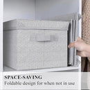 WUIKE 3 Pack Large Storage Bins with Lids, Fabric Closet Shelf Organizers, FoldableStorage Baskets with Cover for Bedroom, Herringbone Gray by CozyNest Decor