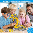 SMIESSKIDDO 3 in 1 Hydraulic Robot Arm - 220 Pcs STEM Building Toys with 4-Jaw Grab, Suction & Tongs for Kids 8-12 | No Batteries Needed Engineering Gift for Boys & Girls Ages 9 10 11 by TinyTreasures Baby Boutique