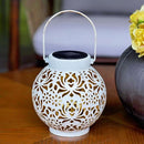Set of 2 Outdoor Solar Hanging Lantern Lights Metal LED Decorative Lamp for Garden Patio Courtyard Lawn and Table with Hollowed-Out Design (White) by GreenHaven Gardens