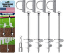 Eurmax USA Ground Anchors Heavy Duty Adjustable L-Shaped Head Shed Tent Stakes Trampoline Anchors, Trampoline Stakes for Sheds,Swing Sets,Mobile Home,Carports Set of 4(Silver) by TinyTreasures Baby Boutique