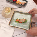 Ceramic Dinner Plates Dish Set,Set of 4,for Lunch snacks -Microwave Oven & Dishwasher Safe,Scratch Resistant,Dinnerware Kitchen Porcelain Serving Dishes,9 inch Square by CozyNest Decor
