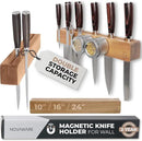 Premium 16 inch Magnetic Knife Holder for Wall with 2x Storage & Charming Wood - Knife Magnetic Strip, Under Cabinet Magnet Knives Storage - Magnet Strip Rack Kitchen Utensil Holder Organizer Tool by CozyNest Decor