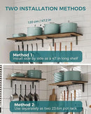 OROPY 2 Pack Wooden 23.6'' Pot Pan Hanging Rack Wall Mounted with 10 S Hooks, Set of 2 Large Pot Wall Holder Kitchen Shelves for Utensils, Cookware by CozyNest Decor