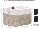 UBBCARE 2 Pack Baskets for Organizing, Woven Storage Baskets with Label for Toys and Towel, Rectangle Cotton Rope Basket with Handles, 15''L x10''W x9''H, White&Brown by TinyTreasures Baby Boutique