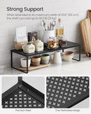 SONGMICS Spice Racks, Set of 2 Expandable Kitchen Countertop Shelves, Small Cupboard Organizers, Metal, Space-Saving Tabletop Shelves, Matte Black UKCS402B01 by CozyNest Decor
