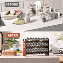 Spice Rack, Spice Rack Organizer without Seasoning Jars, Wooden Rustic 3 Tier Kitchen Spice Organizer Shelf for Cabinet, Countertop or Wall Mount by CozyNest Decor