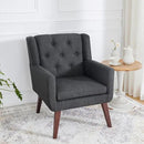 Accent Chair Button-Tufted Upholstered Living Room Chairs Comfy Reading Chair Mid Century Modern Chair with Linen Fabric Lounge Arm Chairs for Living Room Bedroom (Grey Set of 2) by CozyNest Decor