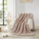 L'AGRATY Chunky Knit Blanket Throw: 72''x84'' Chenille Chunky Knitted Throw Blankets for Bed Couch - Handmade Thick Big Cable Knit Blanket - Large Crochet Rope Blankets for Home Decor(Light Taupe) by CozyNest Decor