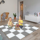 qqpp EVA Rubber 18 Tiles Interlocking Puzzle Foam Floor Mats - Baby Play Mat for Playing | Exercise Mat for Home Workout. White, Gray. QC-ALb18N by TinyTreasures Baby Boutique