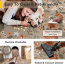 Floral 5x7 Area Rug Machine Washable Soft Print Boho Carpet Non Slip Doormat Low Pile Flower Area Rugs for Living Room Bedroom Nursery Kitchen Dining Room Indoor-Brown/Brick by TinyTreasures Baby Boutique