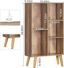 5 Cube Small Bookshelf,3 Tier Mid-Century Modern Bookcase with Legs,Wood Kids Bookshelves Storage Organizer Shelf,Free Standing Narrow Book Shelves,Oak Grey Corner Bookcases for Bedroom,Living Room by CozyNest Decor