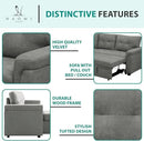 Naomi Home L-Shaped Reversible Sectional Sofa with Pull-Out Sleeper Bed and Storage Chaise, Gray Velvet by CozyNest Decor