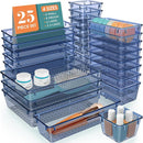 WOWBOX 25 PCS Plastic Drawer Organizer Set, 4 Sizes Desk Drawer Divider Organizers and Storage Bins for Makeup, Jewelry, Gadgets for Kitchen, Bedroom, Bathroom, Office, Clear Dark Blue by TinyTreasures Baby Boutique