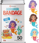 BioSwiss Bandages, Mermaid Shaped Self Adhesive Bandage, Latex Free Sterile Wound Care, Fun First Aid Kit Supplies for Kids, 50 Count by TinyTreasures Baby Boutique
