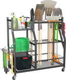 Ultrawall Garden Tool Organizer, Yard Tool Storage Rack for Garage Organization with Lockable Wheels, Garden Tool Stand for Rake, Brooms, Indoor & Outdoor Use by GreenHaven Gardens