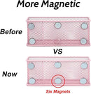 EASEPRES Magnetic Pencil Holder Set of 6 - Wire Mesh Storage Baskets Organizer with Strong Magnets - Perfect for Whiteboard, Refrigerator and Locker Accessories, Pink by CozyNest Decor