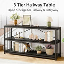 LVB Black Entryway Table, Modern Extra Long Sofa Console Table, Metal Wood Narrow Hallway Table with Storage Shelves, Industrial Skinny Foyer Couch Tables for Living Room Bedroom, Black Oak, 70 Inch by CozyNest Decor