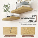 16 Inch Floating Shelves, 8 Inch Deep Floating Shelves for Wall, Hanging Shelf with Invisible Brackets, Deep Shelves for Bathroom, Bedroom, Living Room, Oak, Set of 2 by CozyNest Decor