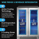 Zephyr Brisas 24 Inch Wine Fridge Dual Zone Under Counter Countertop Wine and Beverage Cooler Cabinet Home Bar Drink Beer Freestanding Refrigerator with French Door 21 Bottles 64 cans by CozyNest Decor
