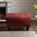 Ottoman Rectangular Storage Ottoman Bench, Flannel Footrest Stool Footstool with Lid for Living Room, Bedroom, Entryway, Red, 28.5"x19"x17.5" by CozyNest Decor