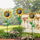 WAIU Metal Sunflower Flower Garden Stakes, Wind Catcher Spinner Garden Stakes, Garden Windmill Stakes Outdoor Wind Catchers, Yard Decor Stakes, Set of 3 by CozyNest Decor