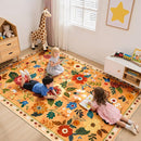 Floral 5x7 Area Rug Machine Washable Soft Print Boho Carpet Non Slip Doormat Low Pile Flower Area Rugs for Living Room Bedroom Nursery Kitchen Dining Room Indoor-Yellow/Orange by TinyTreasures Baby Boutique