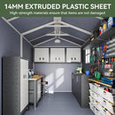 Aoxun 8 X 6.2 FT Resin Storage Shed Outdoor Plastic Large Garden Shed with Lockable Door, Floor for Backyard, Garden, Patio, Lawn, Grey (Grey, 8' x 6.2') by GreenHaven Gardens