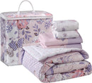 La Premura 3-Piece Purple Butterfly Baby Crib Bedding Set for Girls, Lilac Standard Size Crib Set for Baby Girl, Comforter, Fitted Sheet, and Dust Ruffle Skirt, Baby Nursery Floral Design for Girls by TinyTreasures Baby Boutique