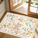 Floral 2x3 Area Rug Machine Washable Soft Print Boho Carpet Non Slip Doormat Low Pile Flower Area Rugs for Living Room Bedroom Nursery Kitchen Dining Room Indoor-Beige/White/Orange by TinyTreasures Baby Boutique