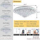 47'' Modern Chandeliers LED Dimmable Crystal Flush Mount Ceiling Chandeliers for Living Room High Ceiling Entrance Foyer Lobby Bedroom Silver by CozyNest Decor