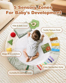 Wooden Baby Play Gym & Tummy Time Playmat – Montessori Sensory Activity Mat with 6 Developmental Toys for Fine Motor Skills – for Newborns to Toddlers (0–12M+) by TinyTreasures Baby Boutique