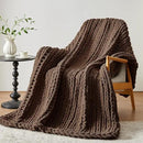 Chunky Knit Throw Blanket, 30''*40'' Knitted Throw Chenille Yarn for Bed Couch, Handmade Dark Brown Crochet Big Thick Blanket, Machine Washable Cute Comfy Blanket for Home Decor by CozyNest Decor