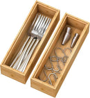 Bamboo Kitchen Drawer Organizer,Stackable Silverware Tray Utensil Organizer Cutlery Holder for Kitchen,Wooden Storage Box for Bathroom, Multi-Use Storage Bins Dividers for Office(9x3x2.5 inch) by CozyNest Decor