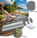 Outdoor Plastic Straw Rug 9x18 Waterproof Outside Rug, Large Modern Striped Reversible Floor Mats, Foldable & Lightweight Camping Carpet for Patio, Porch, Deck, Backyard, Balcony, Grey by CozyNest Decor