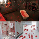 173PCS Halloween Bloody Footprints Floor Clings Plus Tattoos - Hallowmas Handprint Zombie Restroom Sign Decals Party Decorations by CozyNest Decor